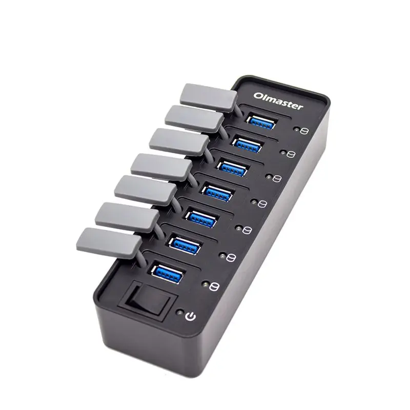 OImaster 10 портов USB3.0 концентратор 5 Гбит/с быстрая зарядка высокоскоростной концентратор с Пылезащитный колпак переключатель разъем usb-хаб для портативных ПК