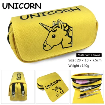 

Cartoon cute pen case unicorn pencil case double layer large capacity stationery box,girls' canvas cosmetic bag stationery bag