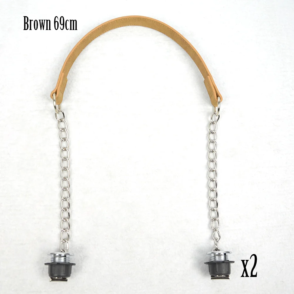 brown huntfun 1 пара нубук плоский серебряный короткий толстый одна цепь с застежка от серебряных винтов для Obag O ручки для сумок для женщин сумка - Цвет: brown