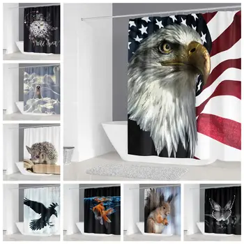 

2020 3D Animals Printing Shower Curtains for Bathroom Decro Waterproof Bath Shower Curtains With 12 Hooks