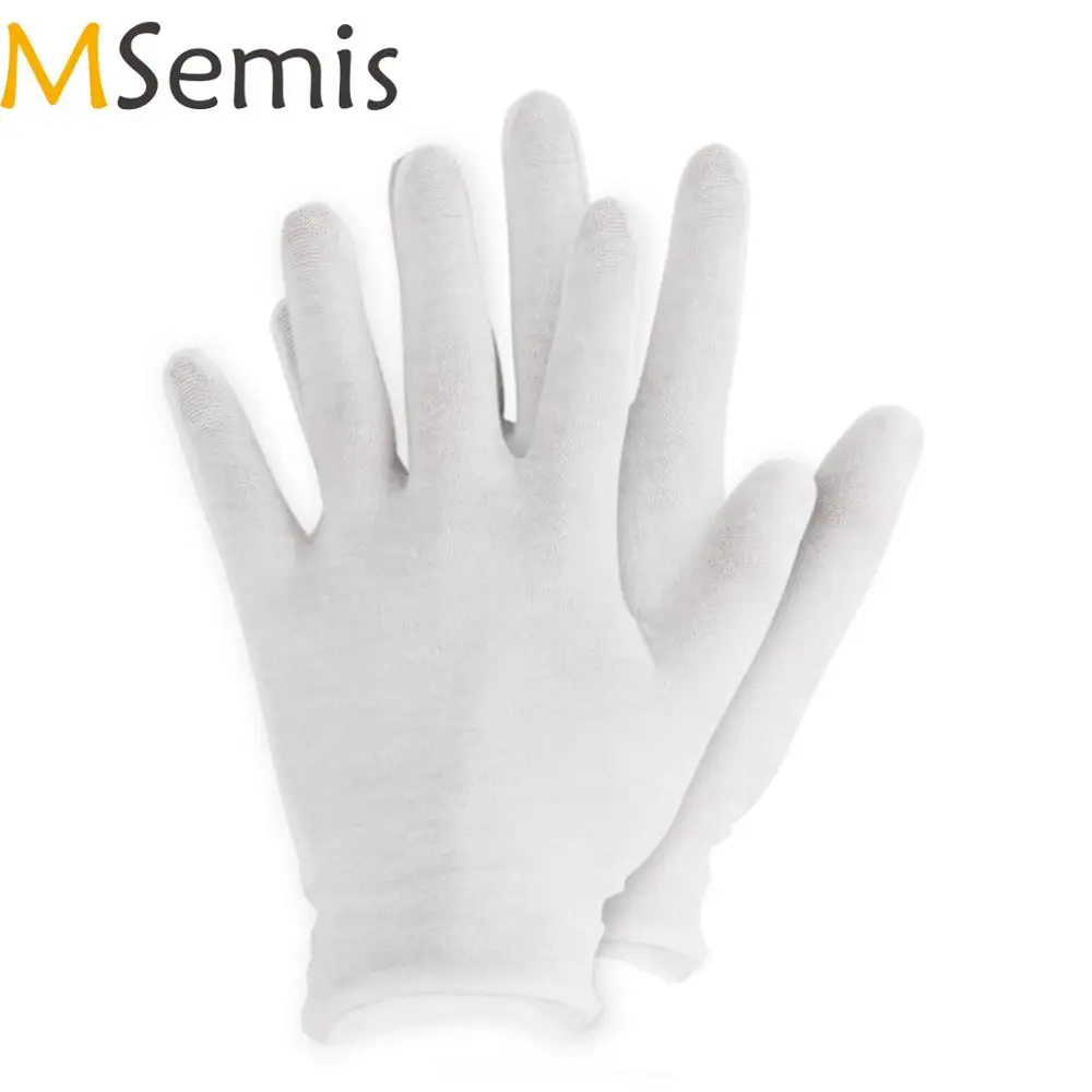 12 Pair White Bleached Cotton Gloves Uniform Gloves 6 X-Small