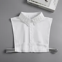 Autumn Women Detachable Lapel Fake Collar Ladies White Black Shirt False Collar Blouse Removable Half Shirt Dress Decoration