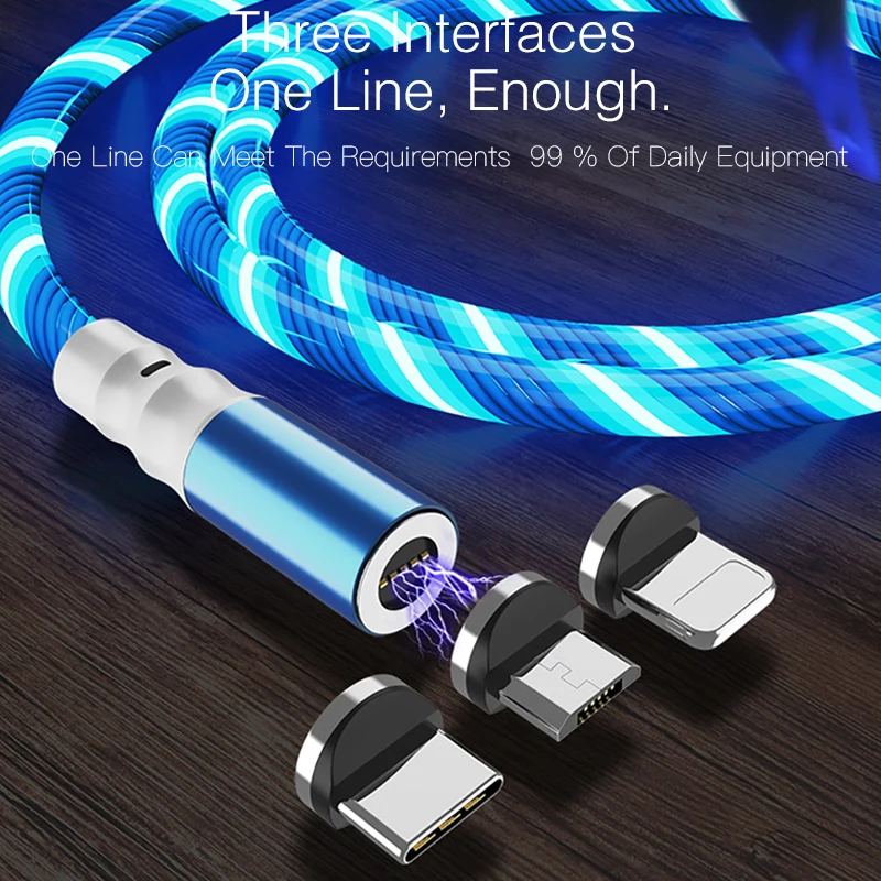 1 м Магнитный кабель, течёт, lighttig, Micro usb type C, 3A, кабель для быстрой зарядки, для зарядки iPhone, samsung, магнитное зарядное устройство, кабель type C