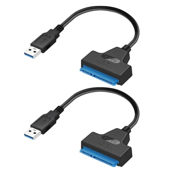 

2Pcs USB 3.0 to SATA 7+15 Pin Adapter Cable for 2.5 Inch HDD SSD Hard Drive Cable