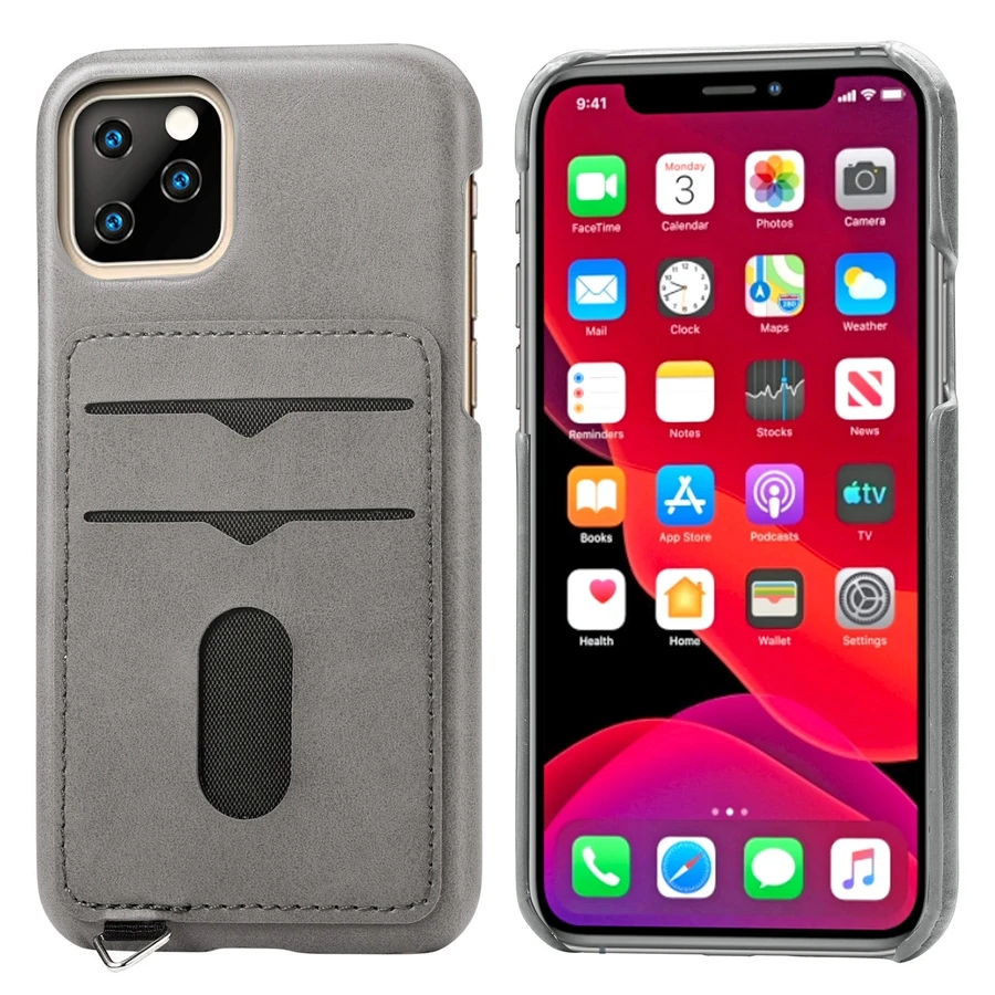 grey 10 шт. для iPhone 11 Pro Max X XS MAX XR искусственная кожа матовая поверхность задняя крышка с 2 слотами для карт модные телефонные шкафы - Цвет: grey