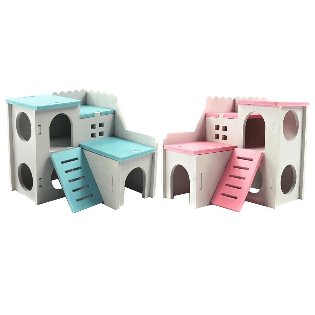 Double Layer Hamsters Villa Hideout House Climbing Hut Pet Bedding Cage Teeth Caring Toys