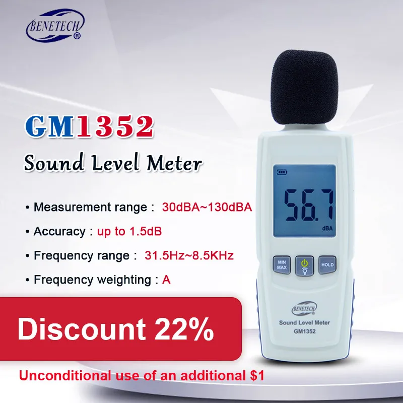 

GM1352 Digital sound level meter noise tester 30-130dB in decibels LCD screen With backlight Accuracy up to 1.5dB Hot sale
