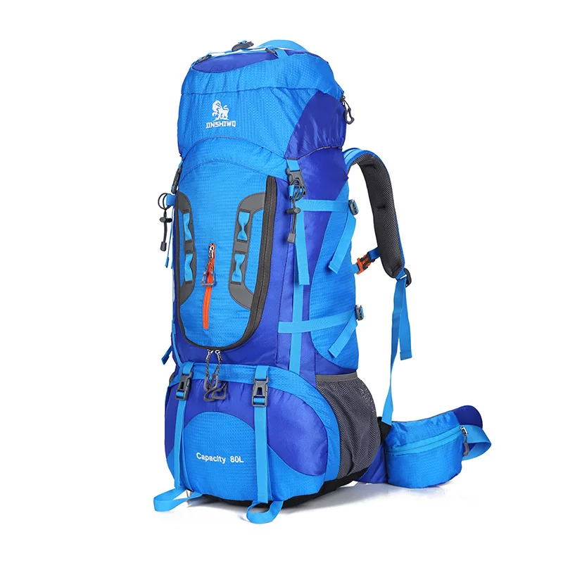 Походные рюкзаки, большая уличная сумка, нейлоновый сверхлегкий спортивный рюкзак для путешествий, алюминиевый сплав, поддержка 80L - Цвет: blue