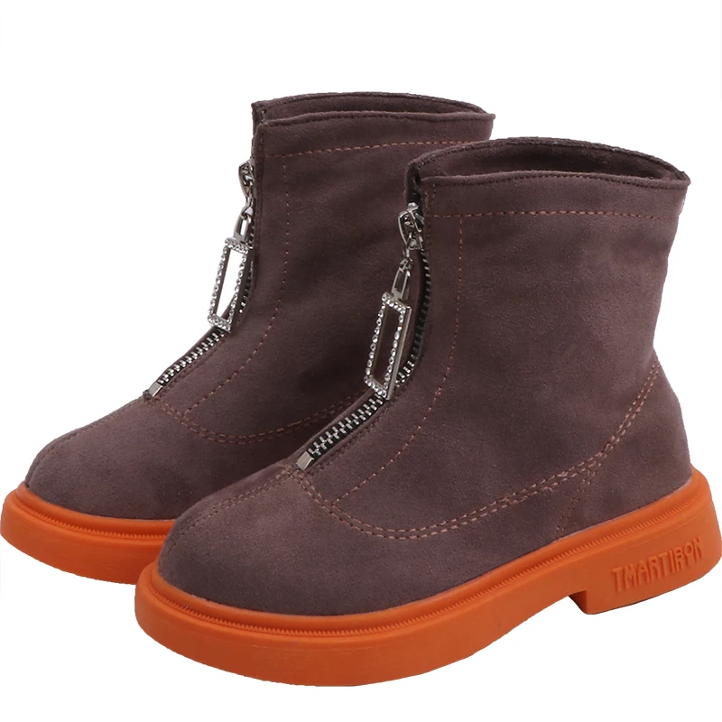 

Winter Children Boots For Girls Shoes Kids Boots Flock Zip Mid-Calf Fashon Outdoor Round Toe School Anti-slippery bota infantil