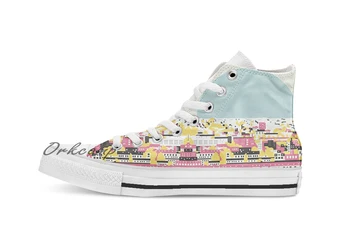 

Rooftop view Custom Casual High Top lace-up Canvas shoes sneakers Drop shipping