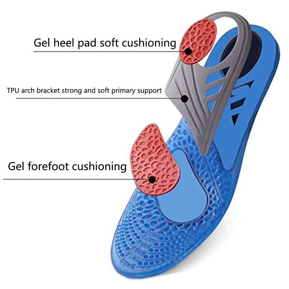 

Unisex Foot Support Soft Hiking Basketball Sport Shoes Insoles Footwear Running Breathable Silicone Shockproof Accessories