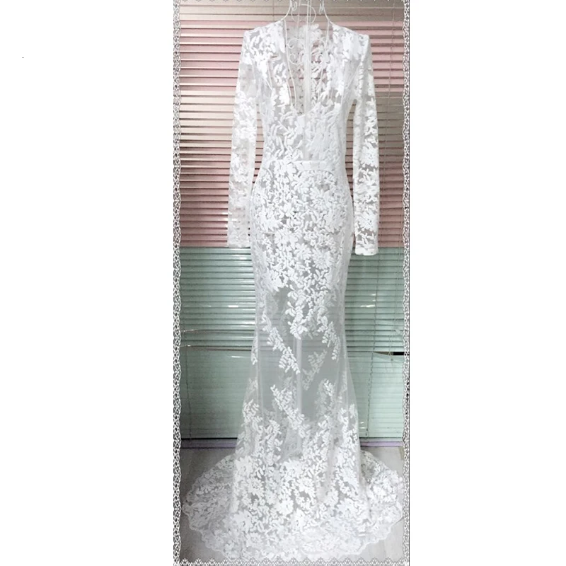 Летнее белое кружевное Сетчатое сексуальное прозрачное длинное платье vestidos Макси облегающее платье женские вечерние платья