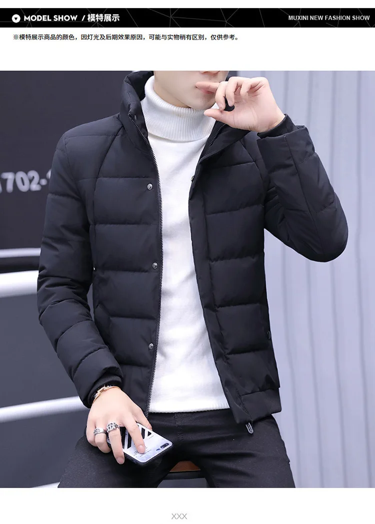 MEN'S Cotton-padded Coat Winter New Style Cool Handsome Coat Korean-style Trend Cotton-padded Jacket Students Short down Ja