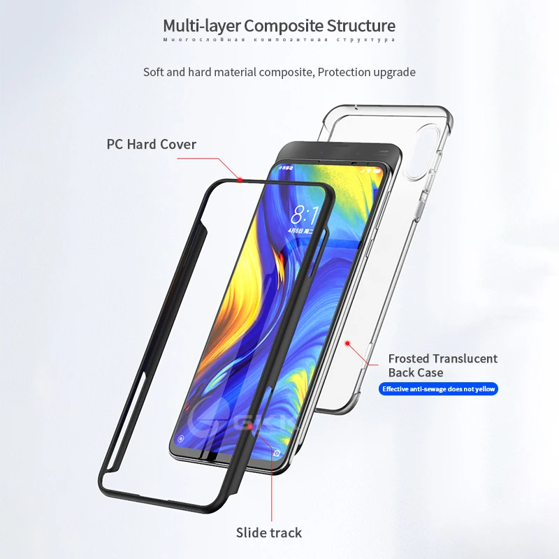 Слайд Роскошный чехол для Xiaomi Mix 3 Чехол Чехлы прозрачный жесткий чехол для ПК ультра тонкий матовый корпус для xiao Mi Mix 3 чехол Coque