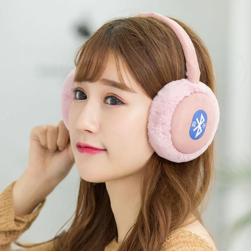 Multifunction Plush Material Foldable Warm Bluetooth Headset Earmuff Warm Wireless Headphones Fluffy Headset Winter Ear Warmer
