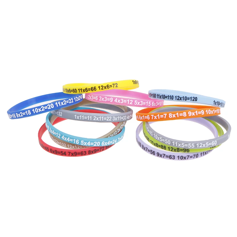 12Pcs/Set Soft Silicone Bracelet Multiplication Tables  Learn Math Education Wristband For Kids Preschool Teaching Aids Math Toy