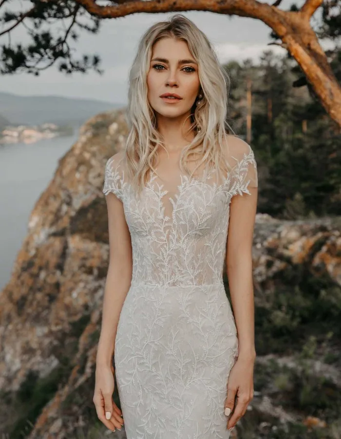 Шикарное кружевное свадебное платье русалки со съемным шлейфом Vestido De Noiva из тюля с коротким рукавом богемные свадебные платья