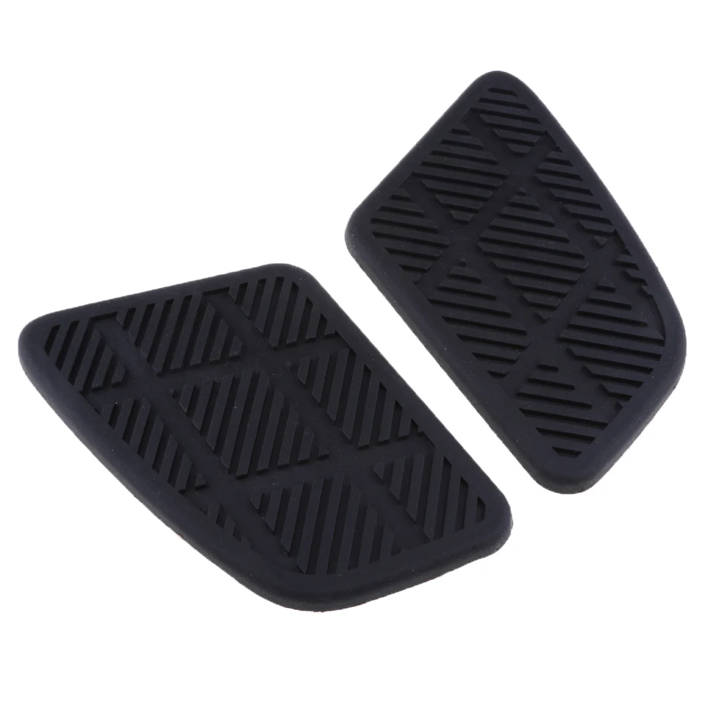 1 Pair Universal Motorcycle Rubber Gas Oil Tank Traction Pads Side Anti-Slip Knee Grips Decals Protector - Black