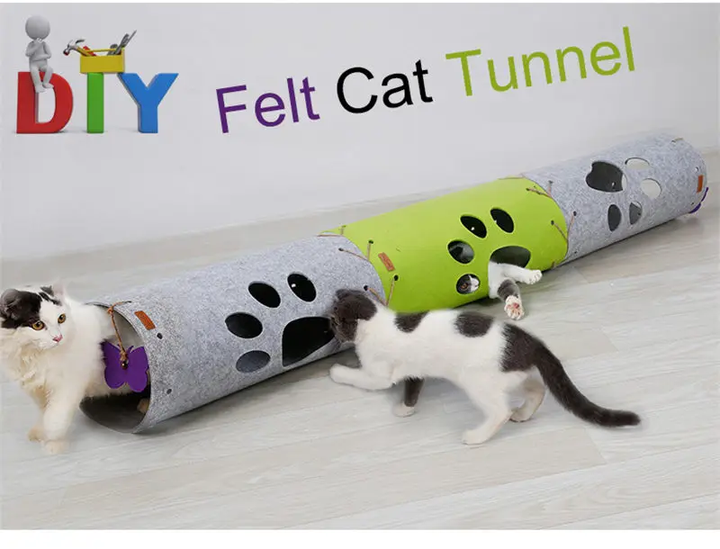 DIY сшивание для кошки Каттен интерактивный питомец ToyvPet Кот туннельные игрушки длинные 45 см наружные кошки обучающая игрушка складной туннель игрушки для домашних животных