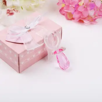 

Crystal Baby Shower Favors Newborn Baby Gift set Lover Crystal Pink Pacifier Baby Souvenir LX2396