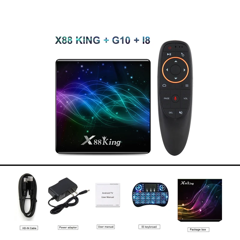 X88 King G10 I8 EstgoSZ X88 King Smart tv Box Amlogic S922X cpu Android 9,0 и 4 Гб 128 Гб супер rom поддерживает BT WiFi 4K экран большинство приложений - Цвет: X88 King G10 I8
