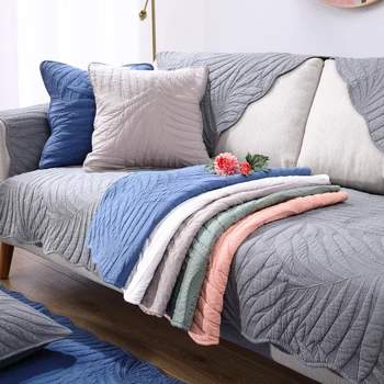 

Wash Cotton Quilted Sofa Cover, Four Season Non-slip Sofa Cushion, Solid Color Soft Sofa Towel Custom