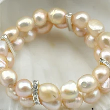 DYY 914+++ стрейч 2row " Барокко Детский Розовый Жемчужный Браслет