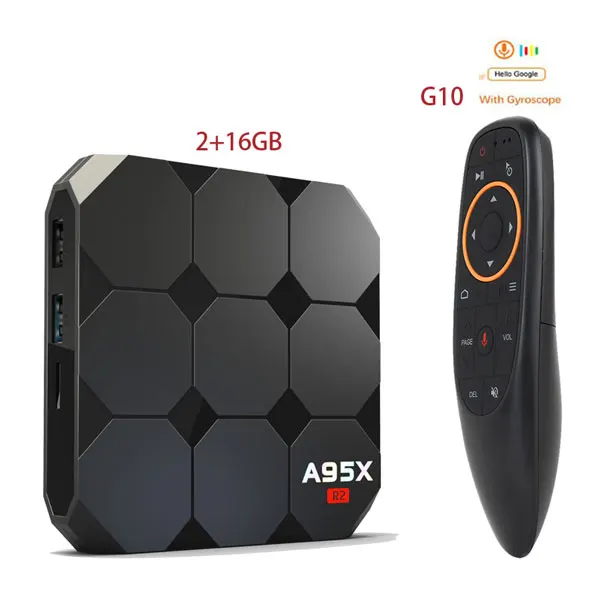 Android 7,1 ТВ приставка A95X R2 2 Гб 16 Гб Amlogic S905W ТВ приставка 2 ГБ 8 ГБ четырехъядерный 2,4G WiFi медиаплеер PK X96 мини смарт-бокс - Цвет: 2GB16GB g10g