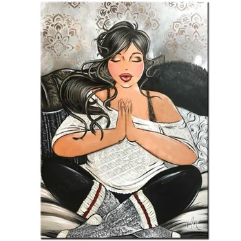 

Diamond Painting 5D Full Square Round YoGa Practicing Woman Diamond Rhinestone Embroidery Fat Lady Cross Stitch Mosaic Art N265