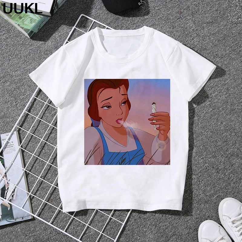 UUKL Poleras Mujer De Moda 2020 летняя тонкая футболка Harajuku Веселая принцесса курение для