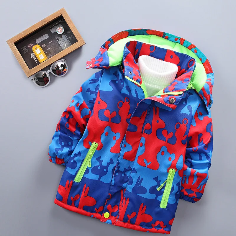 Осенне-зимнее пальто для мальчиков и девочек; бархатная хлопковая ветрозащитная куртка с рисунком; Водонепроницаемая детская одежда из хлопка - Цвет: Photo Color