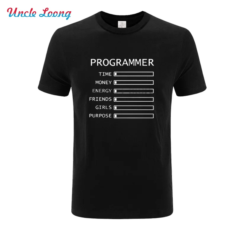 

Fashion Men Brand T-Shirt Funny Computer Programmer Time Money Geek Nerd Funny Print Summer Hipster Tops Tees