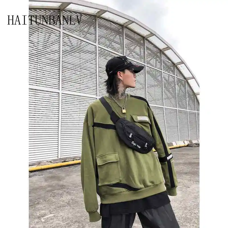 Новые мужские толстовки Harajuku с несколькими сумками, толстовки, мужские и женские уличные черные худи, мужские зимние базовые толстовки в стиле хип-хоп