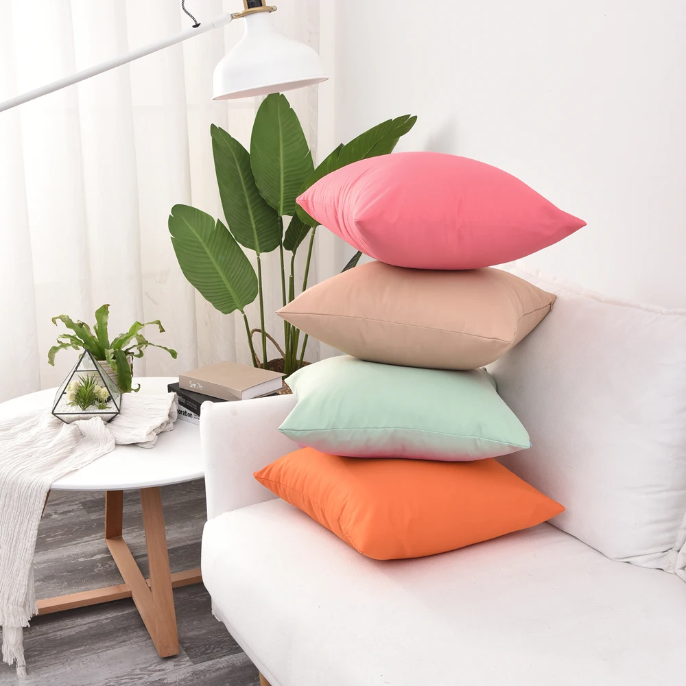 

Twill Waterproof Throw Pillow Covers Solid Color Decorative Pillow Case Home Decoration Square Cushion Cover 45*45 for Sofa Bed