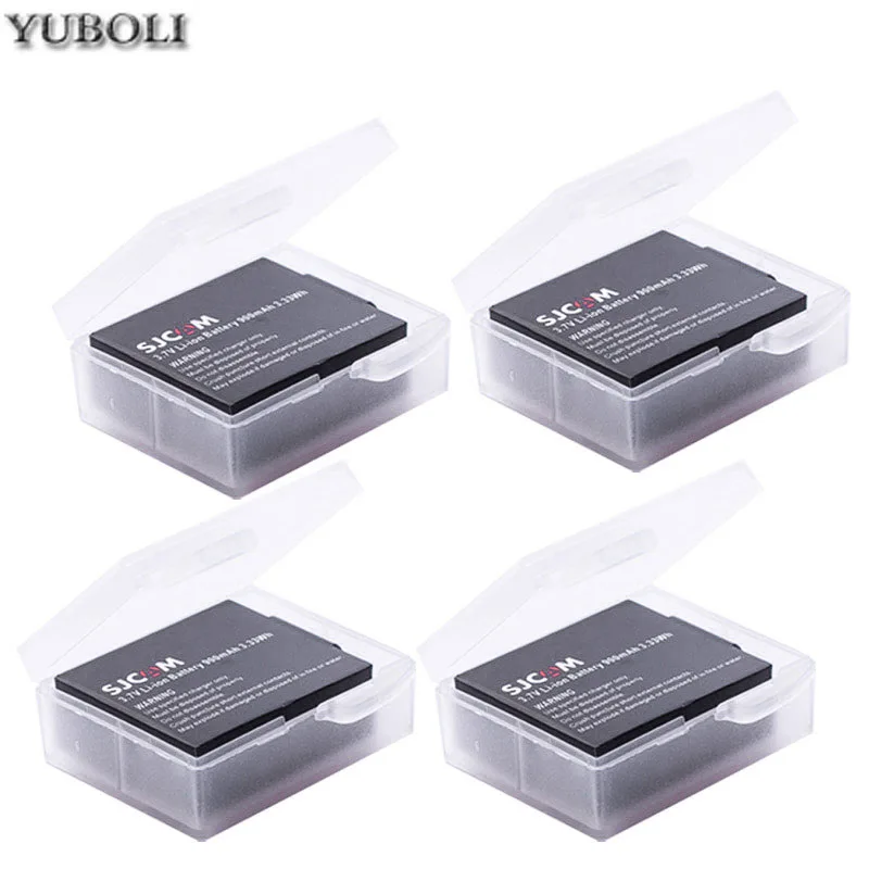 4battery SJCAM Sj4000 Батарея+ TYPE-C ЖК-дисплей Зарядное устройство для спортивной экшн-камеры SJCAM SJ4000 SJ5000 SJ6000 SJ8000 eken 4K H8 H9 GIT-LB101 GIT PG900 1050 SJ M10 - Цвет: 4battery