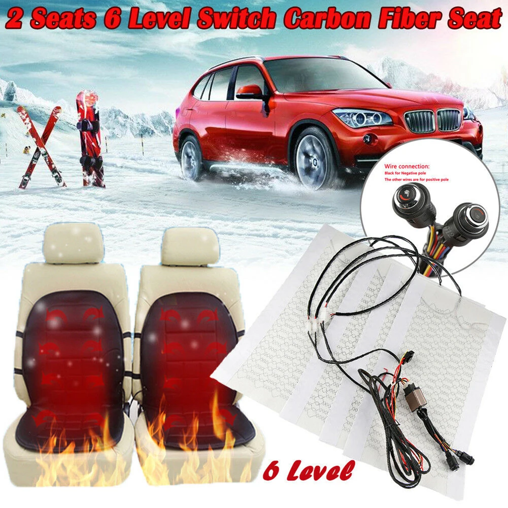 Pad Driving Seat Heater Kit Universal Winter 6 Level Switch Warmer Car Carbon Fiber 12V Electric Cushion Accessories Safe