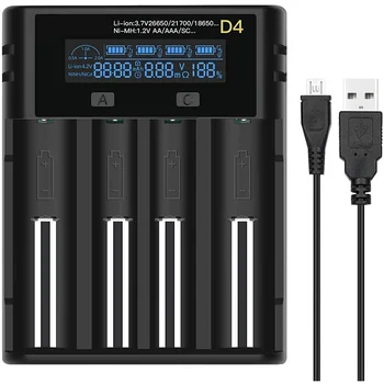 

ligent Charger,Universal Smart Charger LCD Display for Rechargeable Li-Ion Batteries,Ni-MH/Ni-Cd Batteries(4 Slots)
