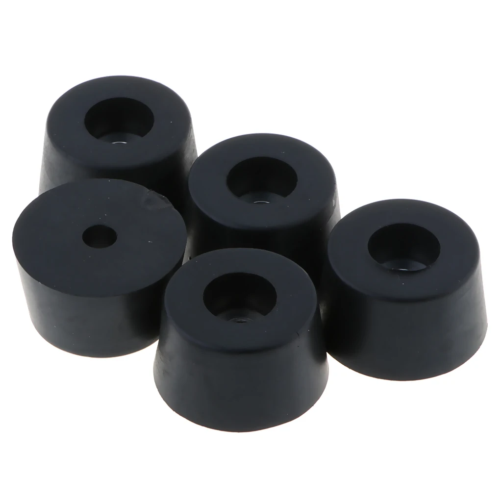 5 Pack 33x19mm Black Rubber Cabinet Isolation Feet Pad / Grill Standoff for Speakers, Road Gear, and Equipment Cases