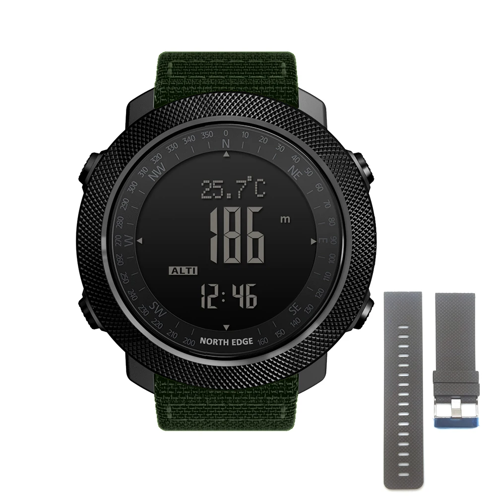 Nylon-Rubber NORTH EDGE мужские спортивные цифровые часы для бега плавания военные армейские часы альтиметр барометр компас водонепроницаемые 50 м - Цвет: Nylon-Rubber