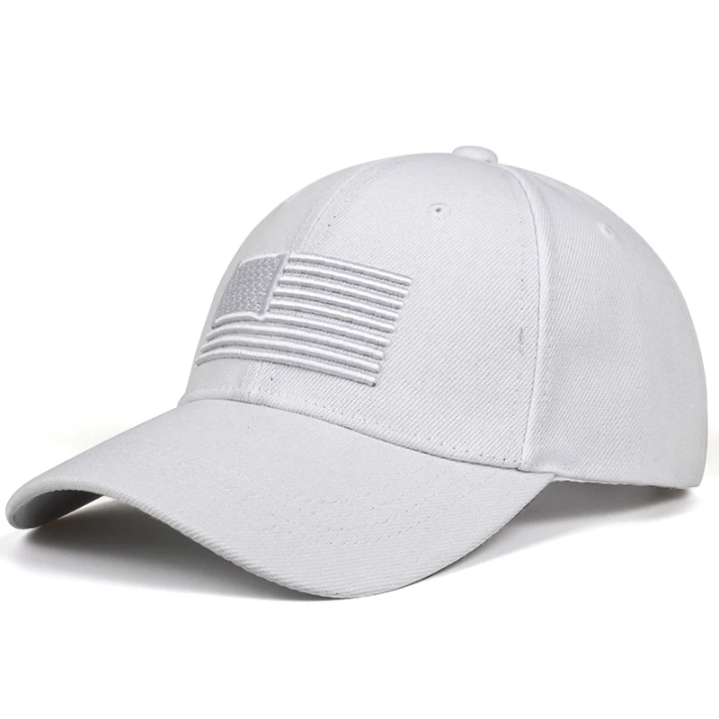 Тактическая бейсболка для мужчин лето флаг США Защита от солнца Snapback кепка мужская модная повседневная гольф бейсболка - Цвет: Белый