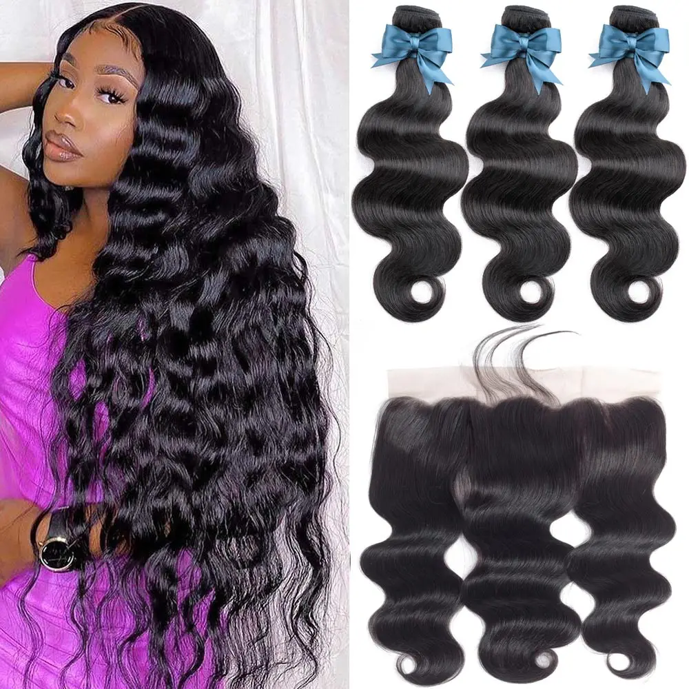 Body Wave Brazilian Human Hair Weave/ Bundles With Lace Frontal Closure.  Available in a variety of colors; 8-28-inch – Good Hair Gyal