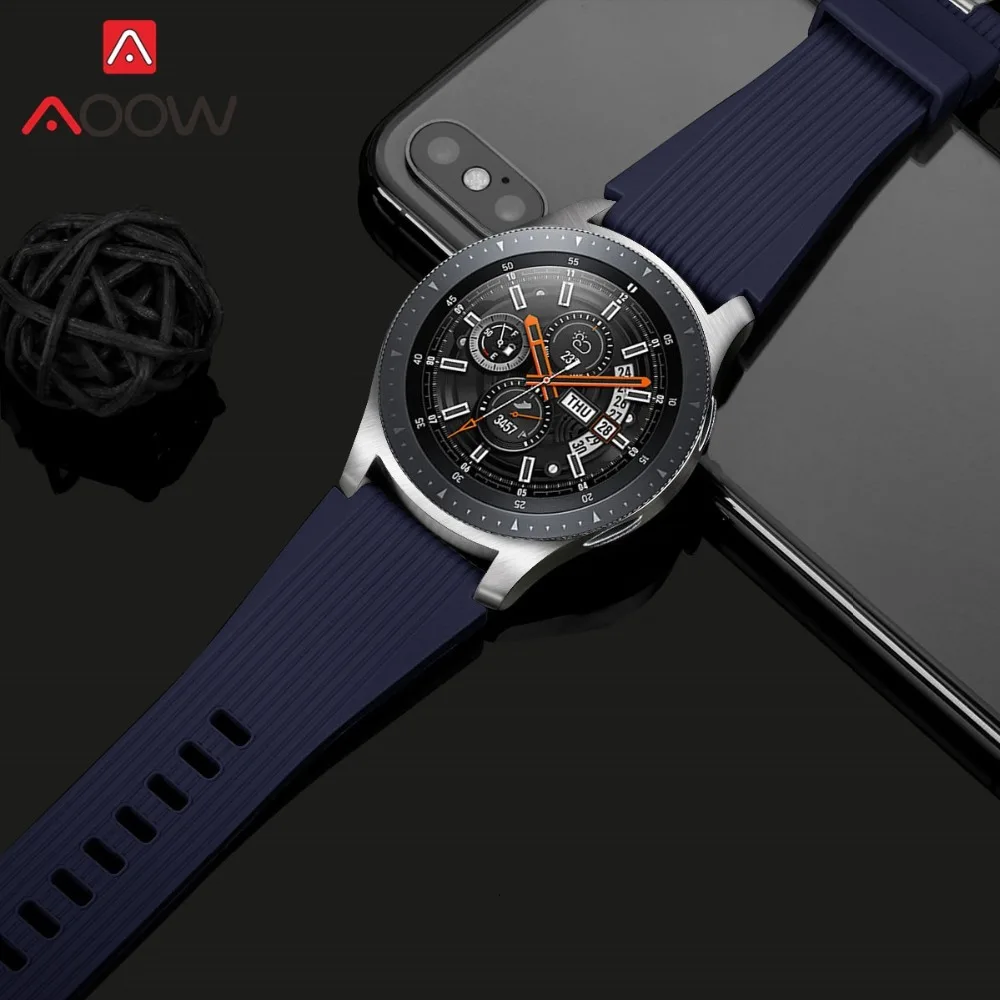 22 мм силиконовый ремешок для часов samsung Galaxy Watch 46 мм версия SM-R800 полосатый резиновый сменный Браслет ремешок серебристый