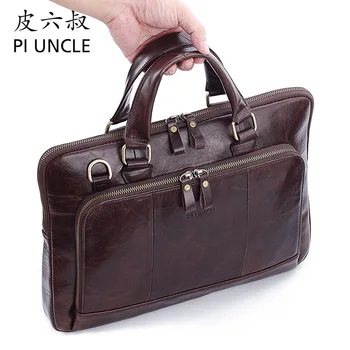 

Genuine Leather Men's Bag briefcase Male 14inch laptop bag natural Leather for men Messenger bags men's briefcases Handbag