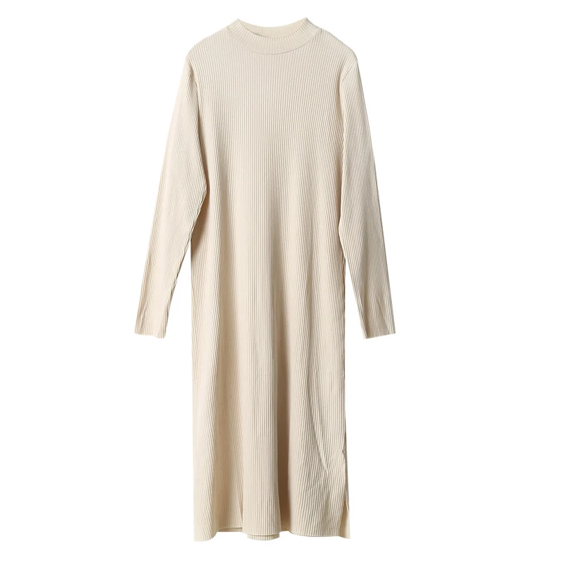 2019 женский длинный зимний свитер вязаный с воротником-стойкой пуловер осенний