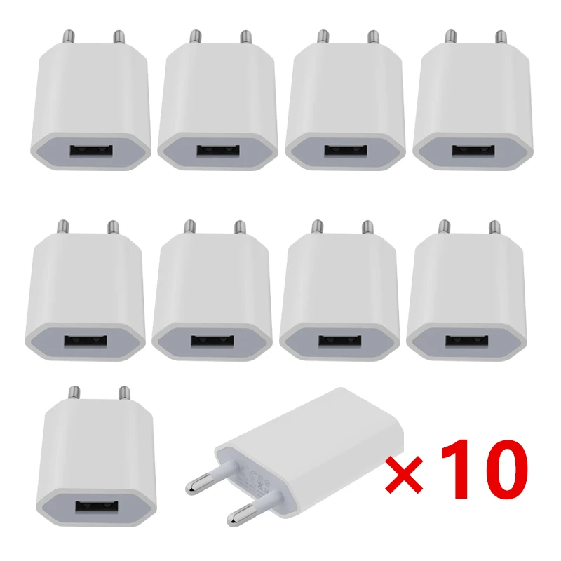 10 шт./Лот USB настенное зарядное устройство для путешествий адаптер питания 5 Вт 1A