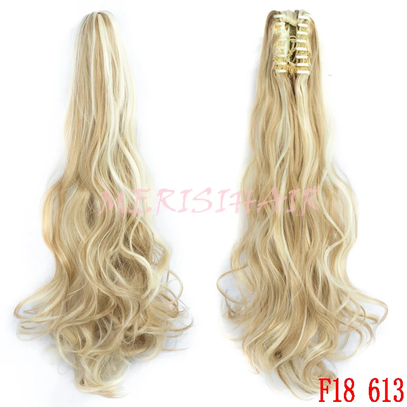 MERISI волосы синтетические волосы для наращивания коготь на конском хвосте поддельные конский хвост шиньон для женщин светильник коричневый хвост - Цвет: SH88 F18 613