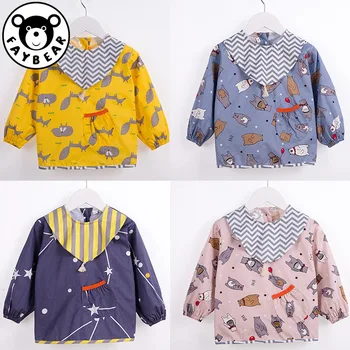 

Bandana Bibs Cartoon Baby Bibs Waterproof Infant Eating Children Drawing Long Sleeve Apron Baby Self Feeding Bib Breastplate