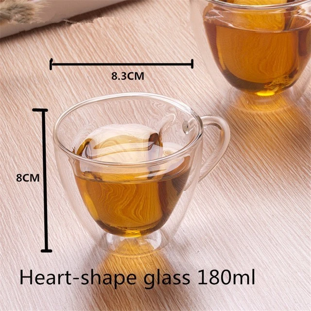 Термостойкая стеклянная чашка с двойными стенками пиво кофе чашка ручной работы креативная пивная кружка, кружка для чая виски стеклянные чашки Посуда для напитков - Цвет: heart 180ml