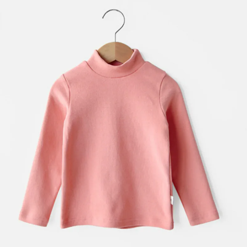 pink Модная дизайнерская осенне-зимняя нижняя рубашка для девочек утепленная эластичная Базовая рубашка для маленьких девочек Детская Базовая рубашка с высоким воротником#8064 - Color: pink