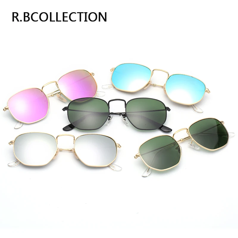 Мужские и женские шестигранные солнцезащитные очки R.BCOLLECTION брендовые с линзами